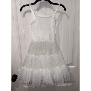 IC Collections USA Made White Bouffant Petticoat Tiered Tulle Girls 7 Extra Full